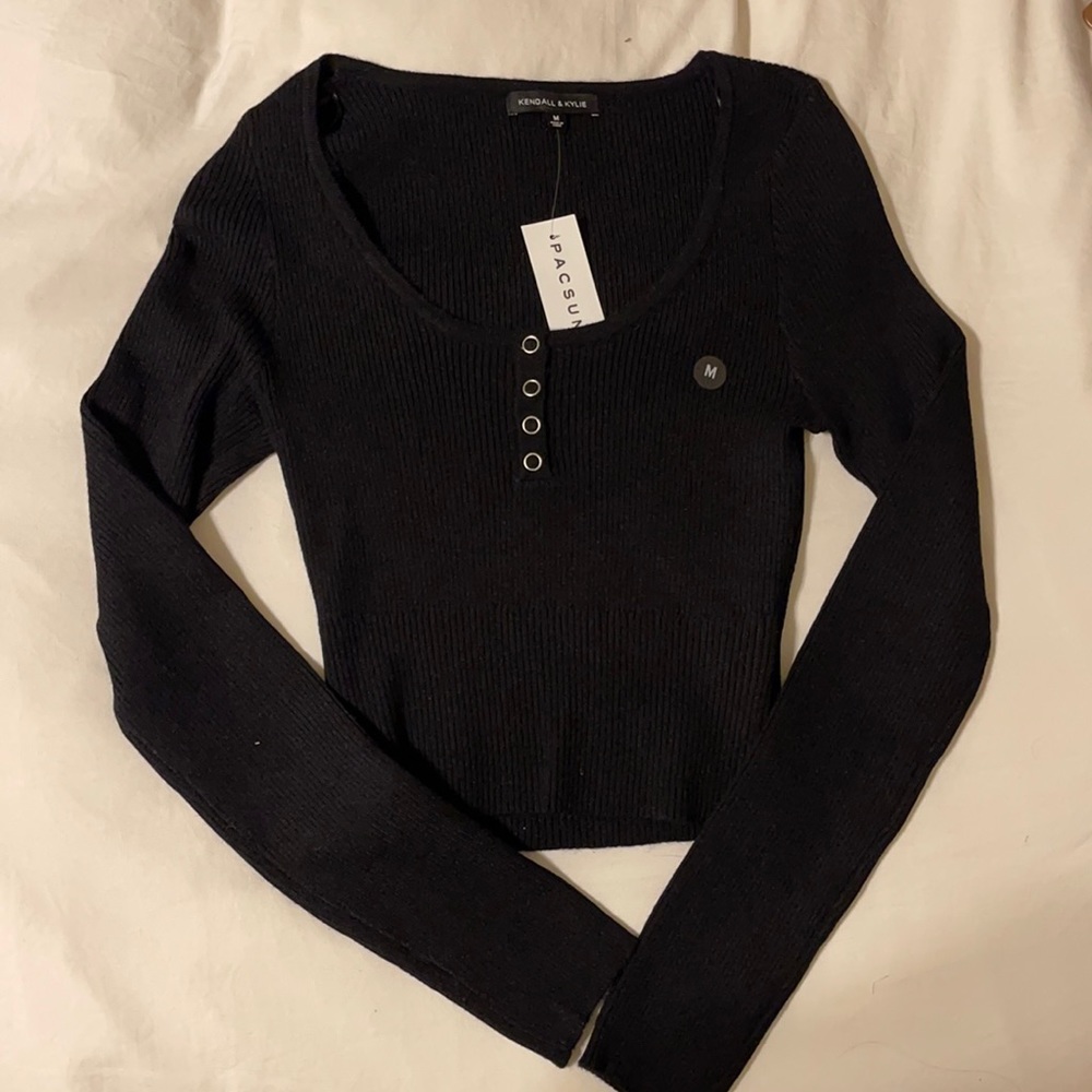 Black PacSun Kendall and Kylie Ribbed Long Sleeve Top (NWT)